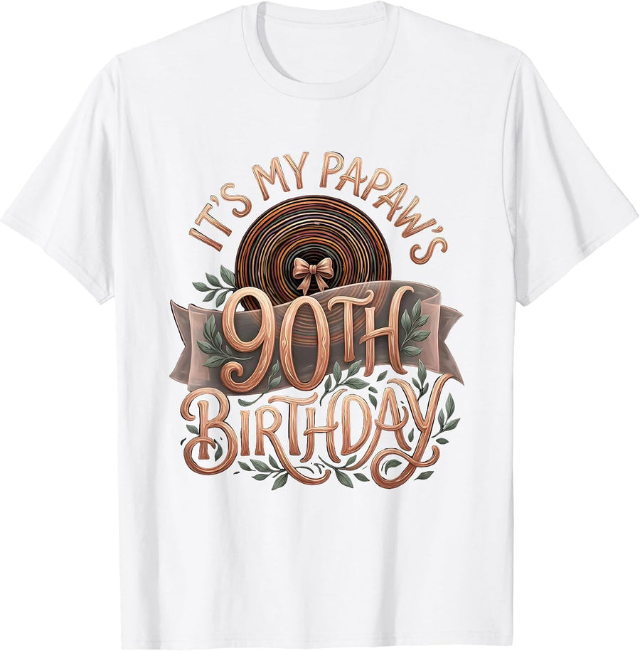 It's My Papaw's 90th Birthday Boho Family Celebration T-Shirt - White