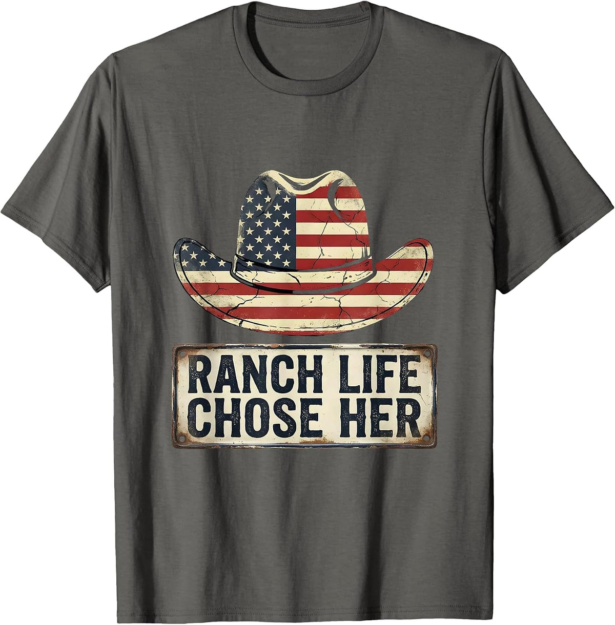 Men's Ranch Life Chose Her Cowgirl Graphic Design T-Shirt - Asphalt Grey