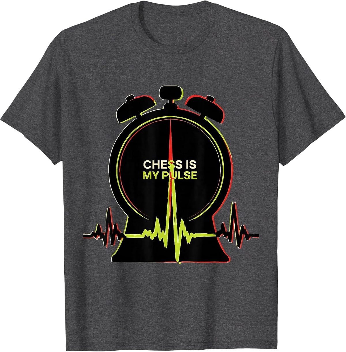 Chess Is My Pulse Screenprint Chess Enthusiast Hobby Gift T-Shirt - Dark Heather Grey