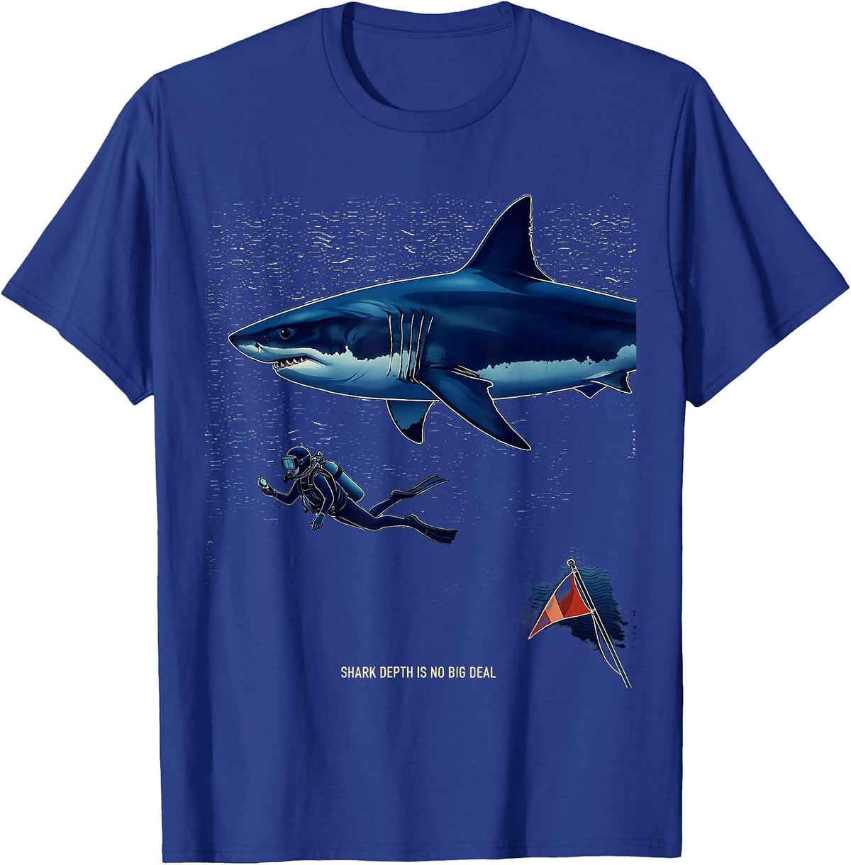 Men's Shark Depth Is No Big Deal Funny Scuba Diving Diver Gift T-Shirt - Royal Blue