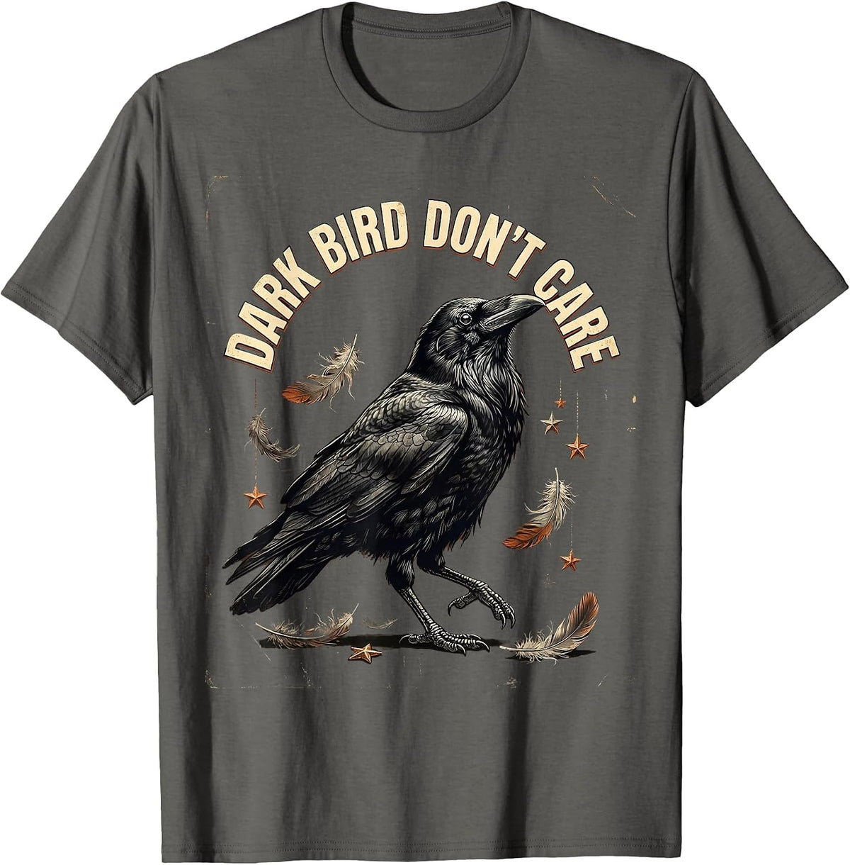 Men's Dark Bird Don't Care Crow Graphic Design T-Shirt - Asphalt Grey