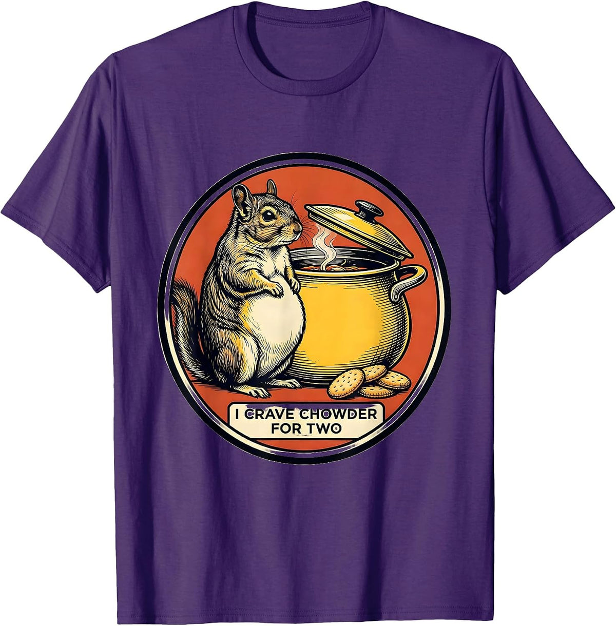 Men's Chowder Chinchilla I Crave Chowder For Two Funny T-Shirt - Purple