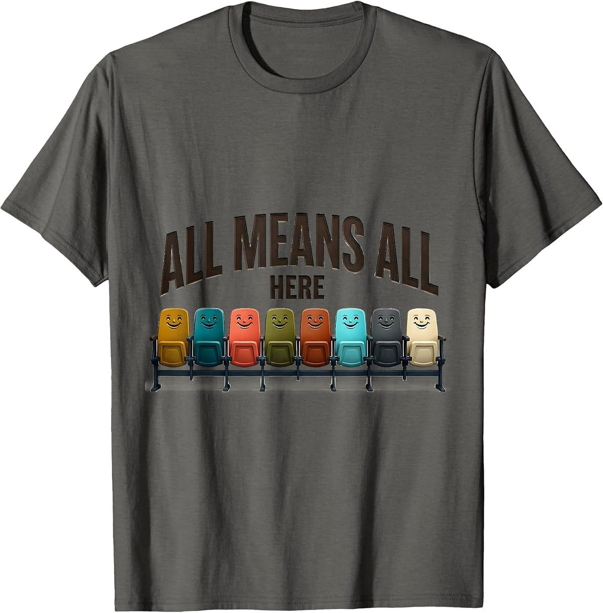 All Means All Here Special Education Teacher Autism T-Shirt - Asphalt Grey