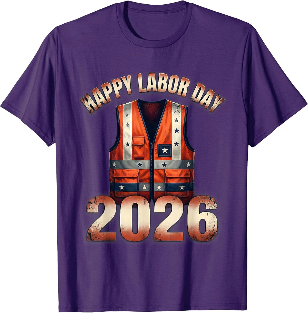 Happy Labor Day 2026 Distressed Patriotic Union Worker Gift T-Shirt - Purple