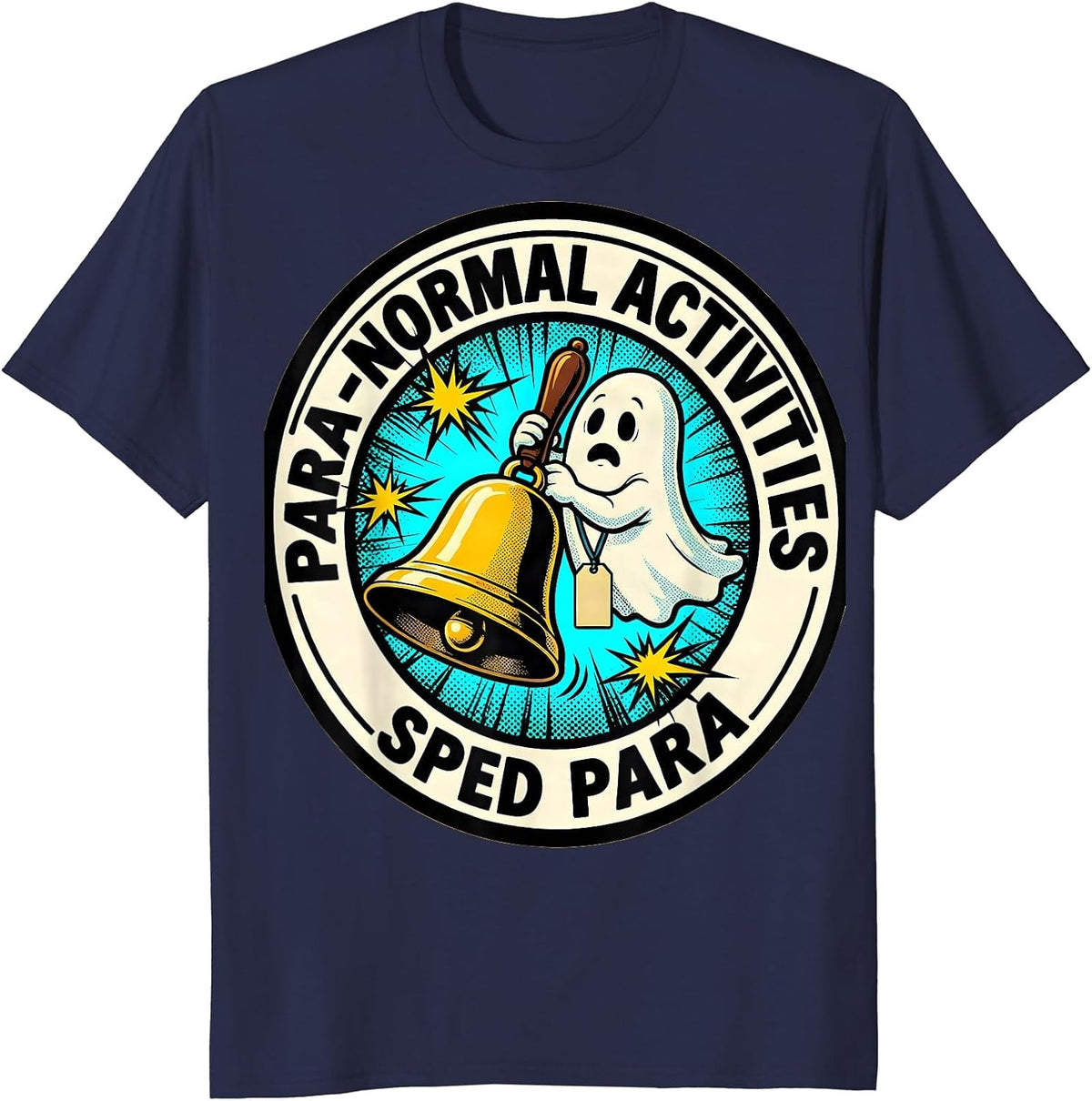 Para-Normal Activities SPED Para Funny Ghost Halloween T-Shirt - Navy Blue
