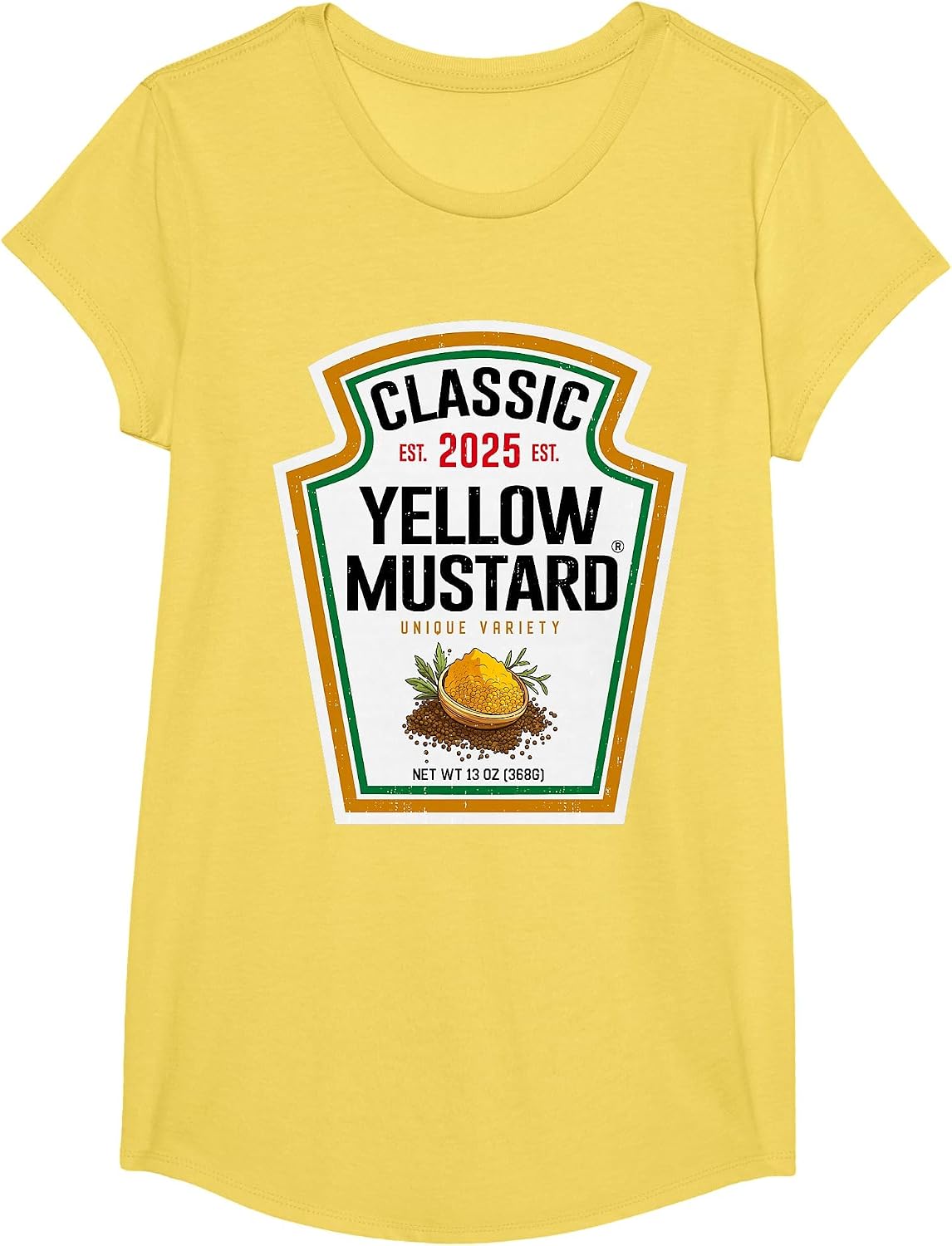 Yellow Mustard Condiment DIY Halloween Costume Matching T-Shirt - Girls Lemon Yellow