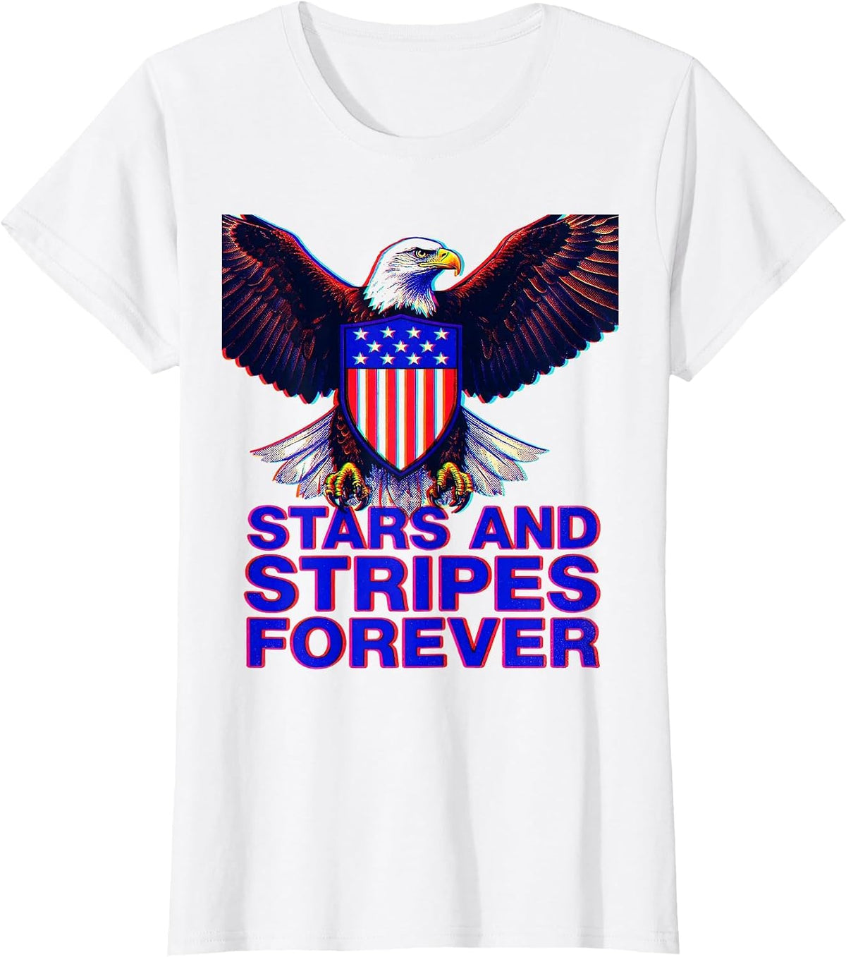 Stars and Stripes Forever America Patriotic Design T-Shirt - White