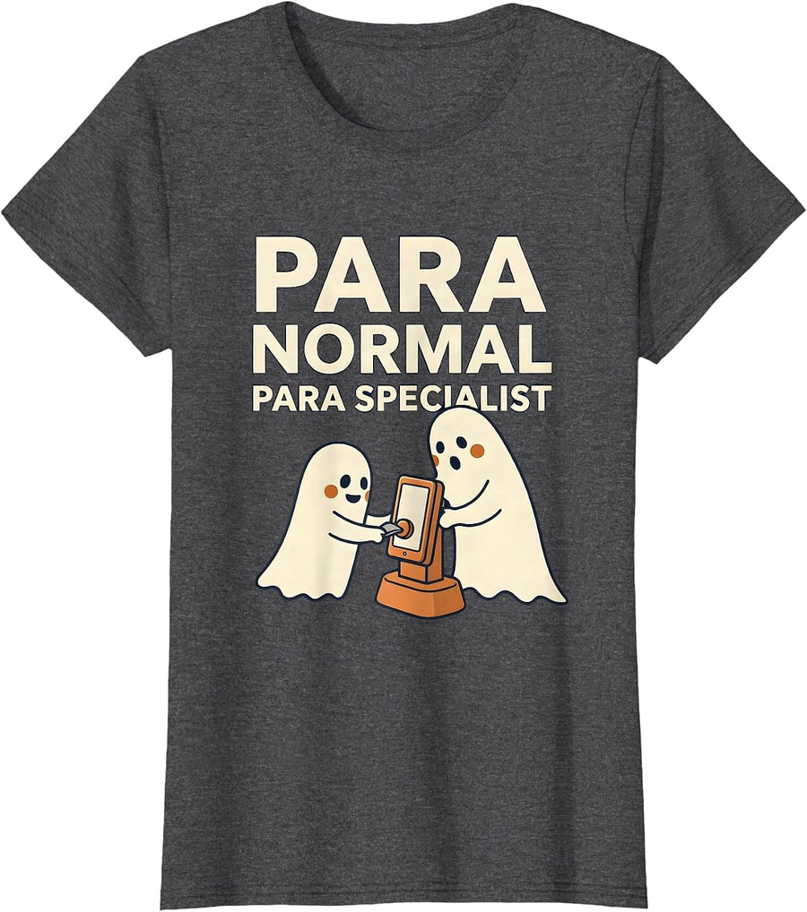 Women's Para Normal Para Specialist Funny Ghost Paraprofessional T-Shirt - Dark Heather Grey