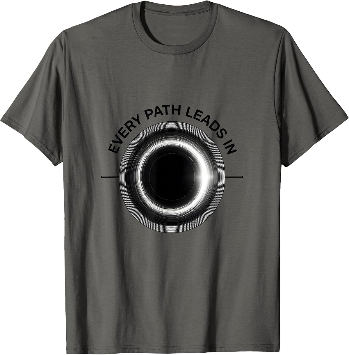 Every Path Leads In Minimalist Black Hole Physics T-Shirt - Asphalt Grey