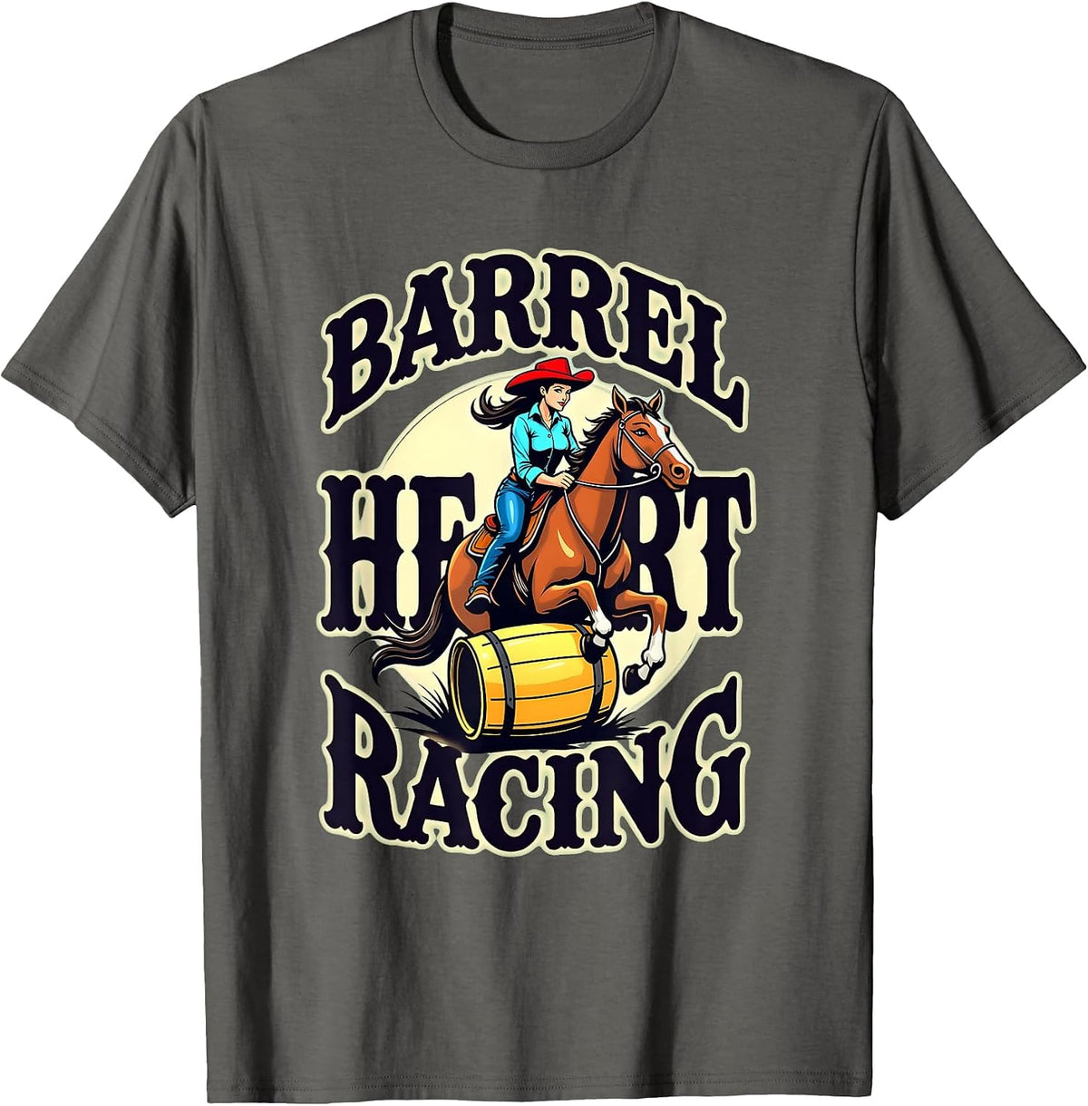 Barrel Racing Heart Racing Rodeo Design T-Shirt - Asphalt Grey