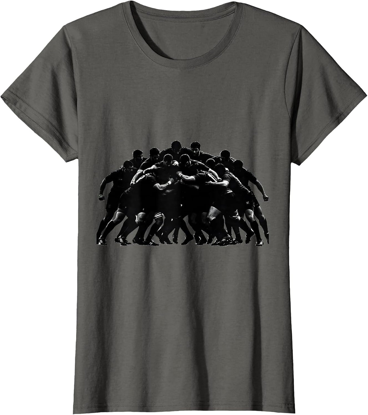 Women's Rugby Forwards Pack Clash Graphic Design T-Shirt - Asphalt Grey