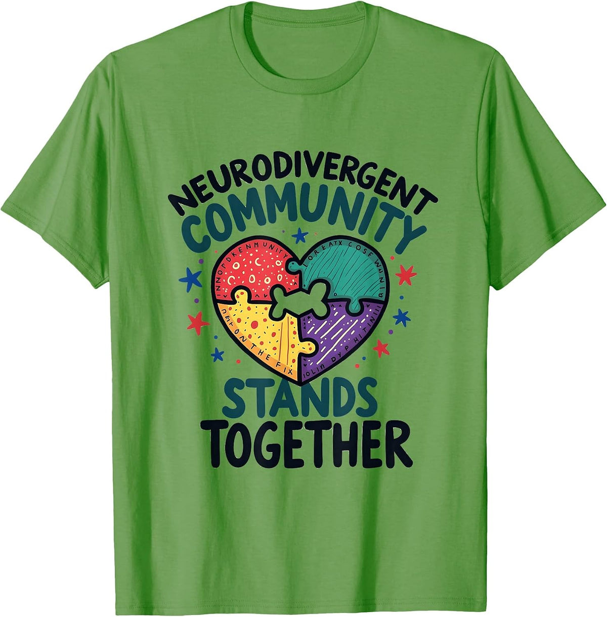 Neurodivergent Community Unity Design T-Shirt - Grass Green
