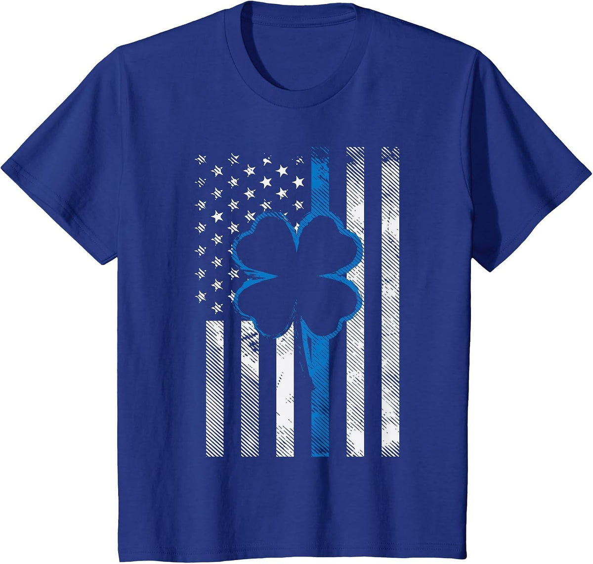 Thin Blue Line LE Cop Police Irish US Flag St Patricks Day T-Shirt - Royal Blue