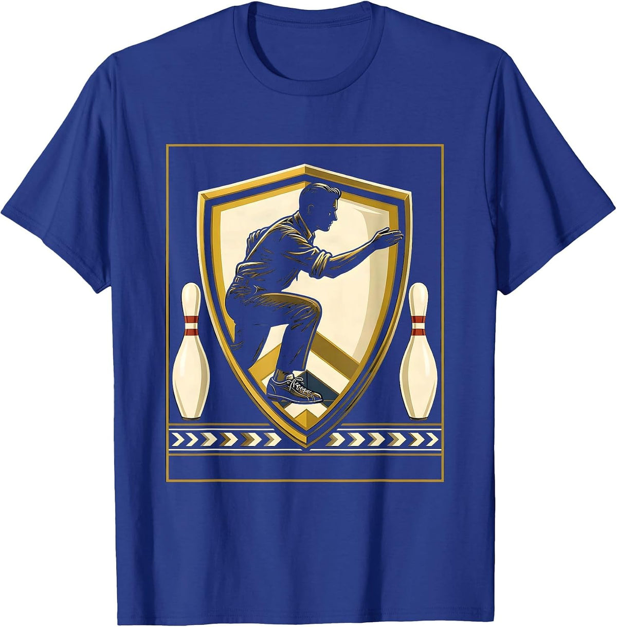 Retro Bowler Mid-Release Classic Bowling Art T-Shirt - Royal Blue