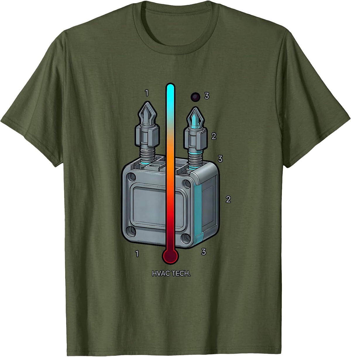 Rounded Contactor HVAC Tech Funny HVAC Technician T-Shirt - Olive Green
