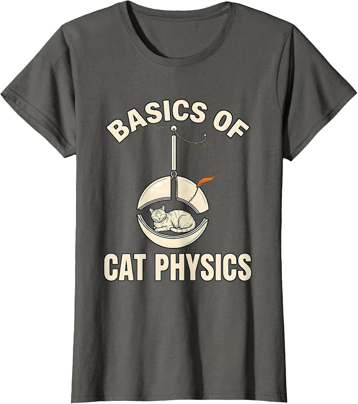 Women's Basics Of Cat Physics Funny Math Cat Teacher Gift T-Shirt - Asphalt Grey