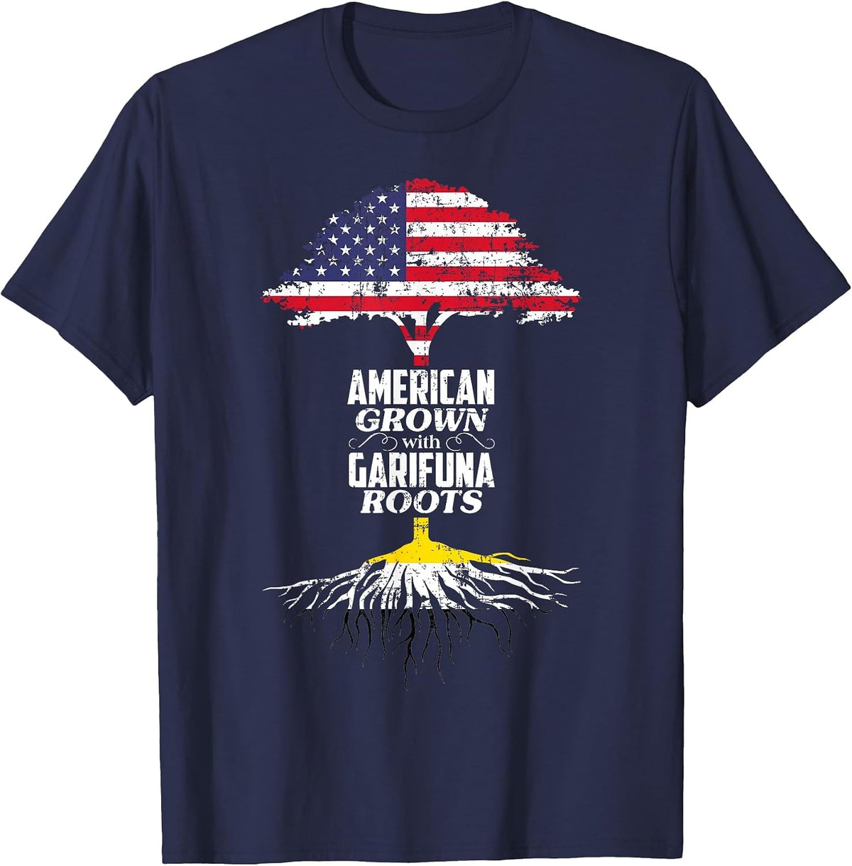 American Raised Roots Garifuna Pride T-Shirt - Navy Blue