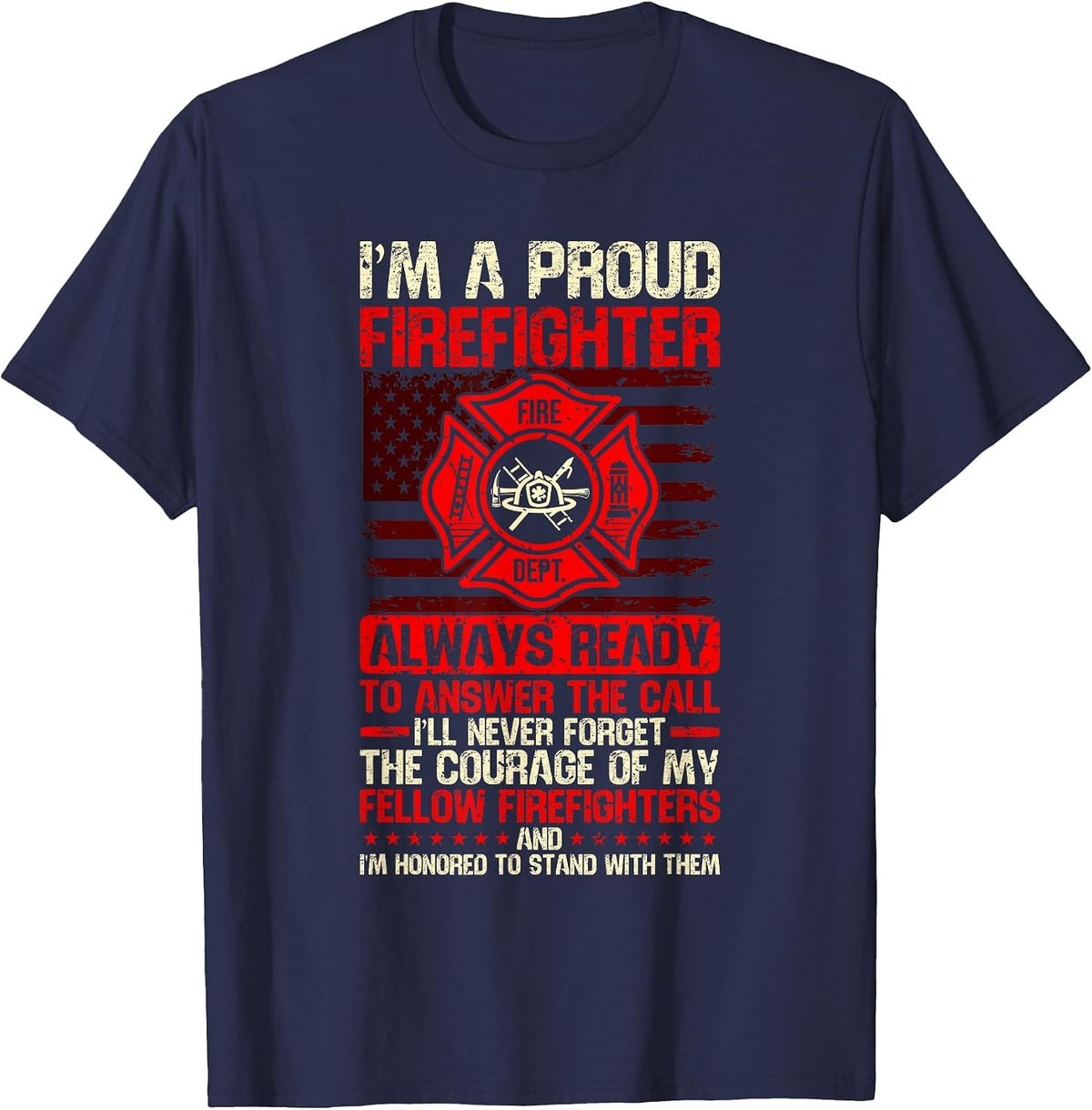 Fireman Firefighter T-Shirt - Navy Blue
