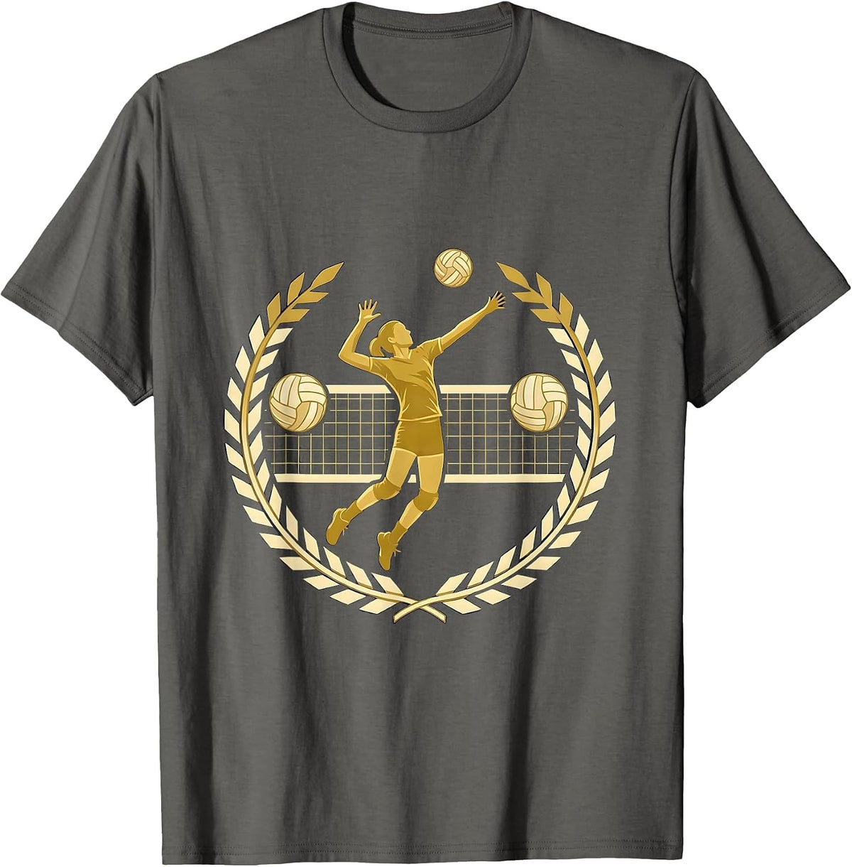 Men's Volleyball Player Jump Silhouette Graphic T-Shirt - Asphalt Grey