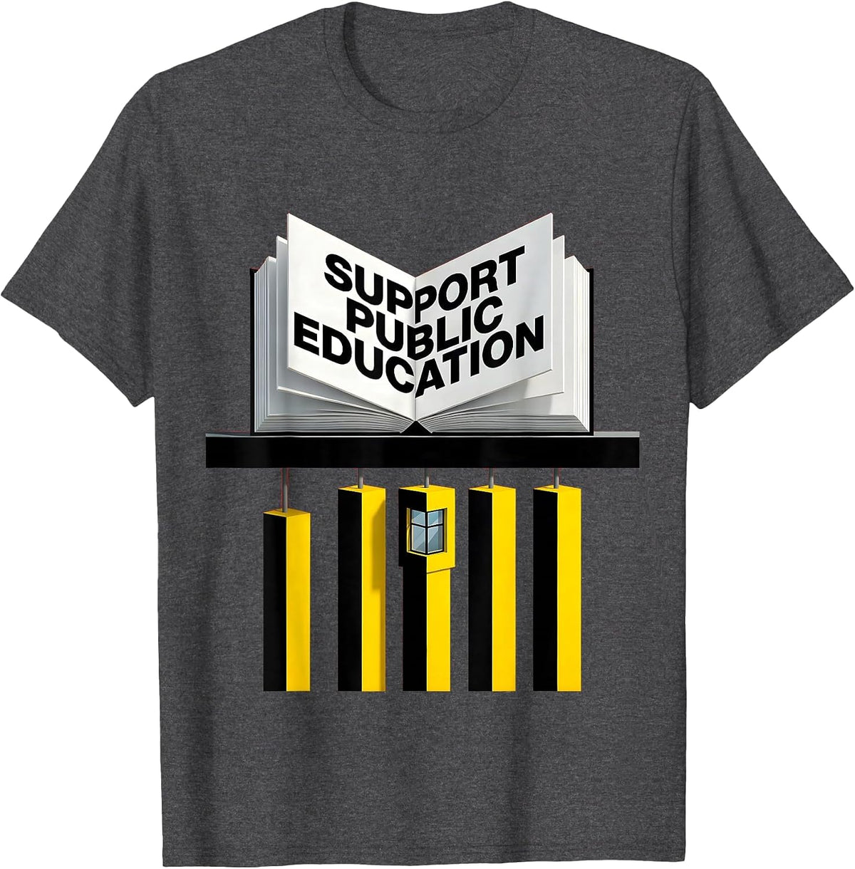 Men's Support Public Education Bauhaus Teacher Red For Ed Protest T-Shirt - Dark Heather Grey