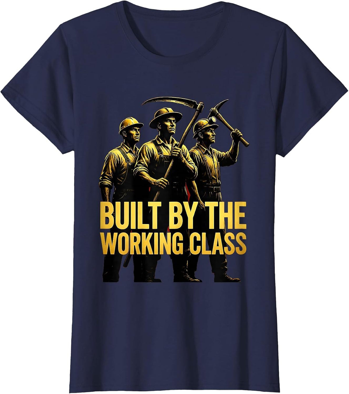 Women's Built by the Working Class Communist Aesthetic T-Shirt - Navy Blue