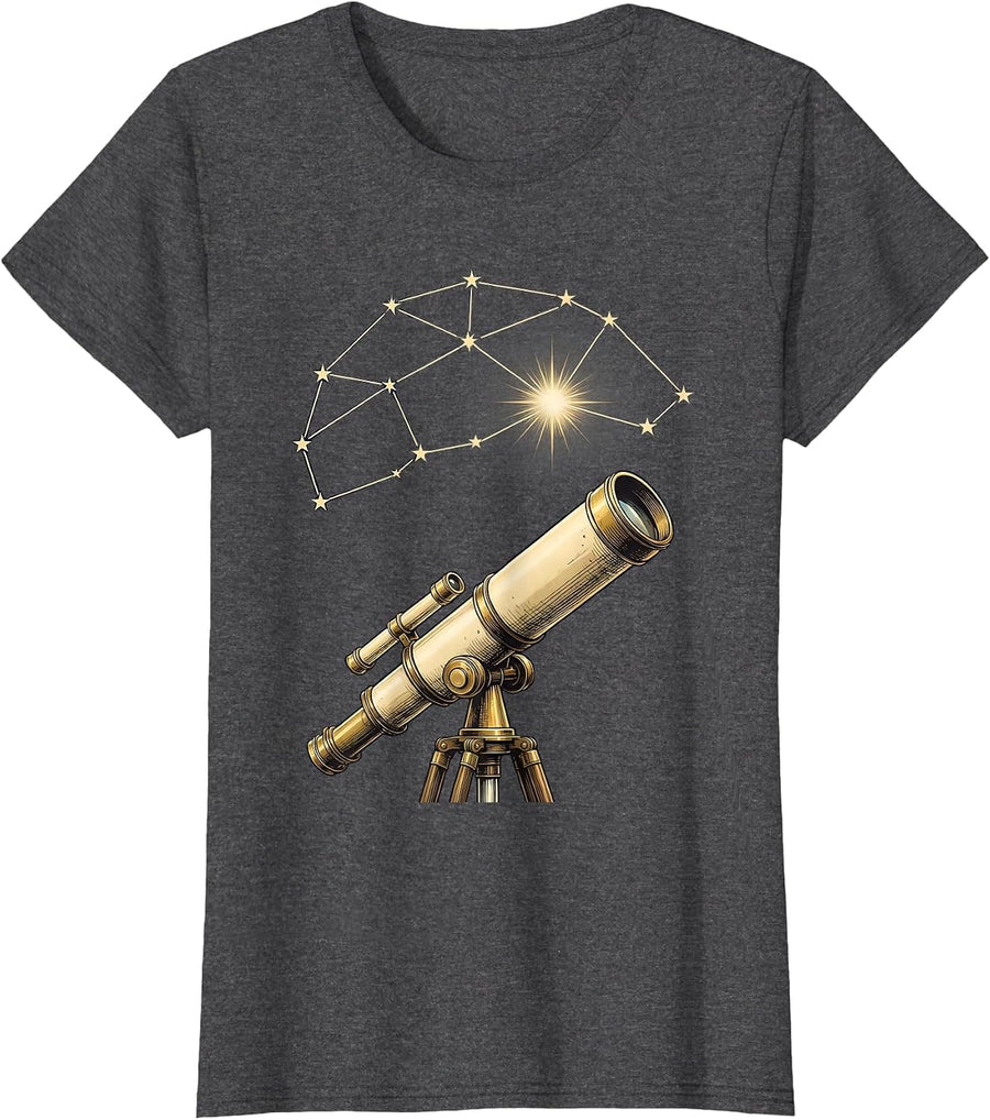 Women's Paraprofessional Constellation Telescope Graphic T-Shirt - Dark Heather Grey