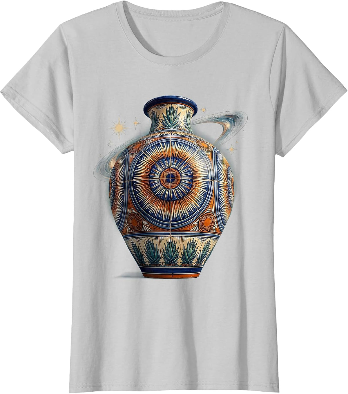 Talavera Pottery Vase Hispanic Heritage Art T-Shirt - Silver Grey