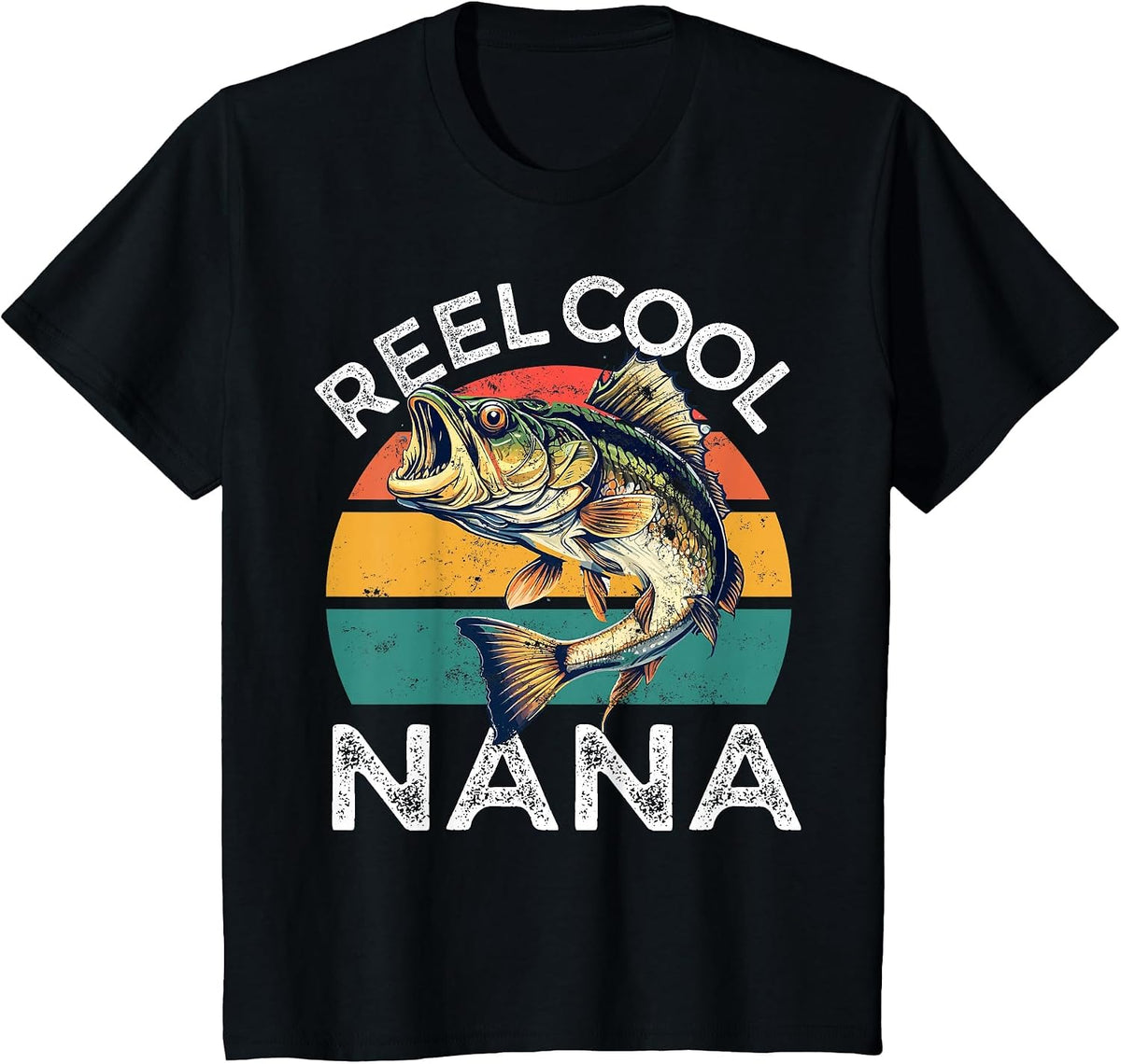 Fishing Reel Cool Nana Mothers Day Funny Bass Mom T-Shirt - Black