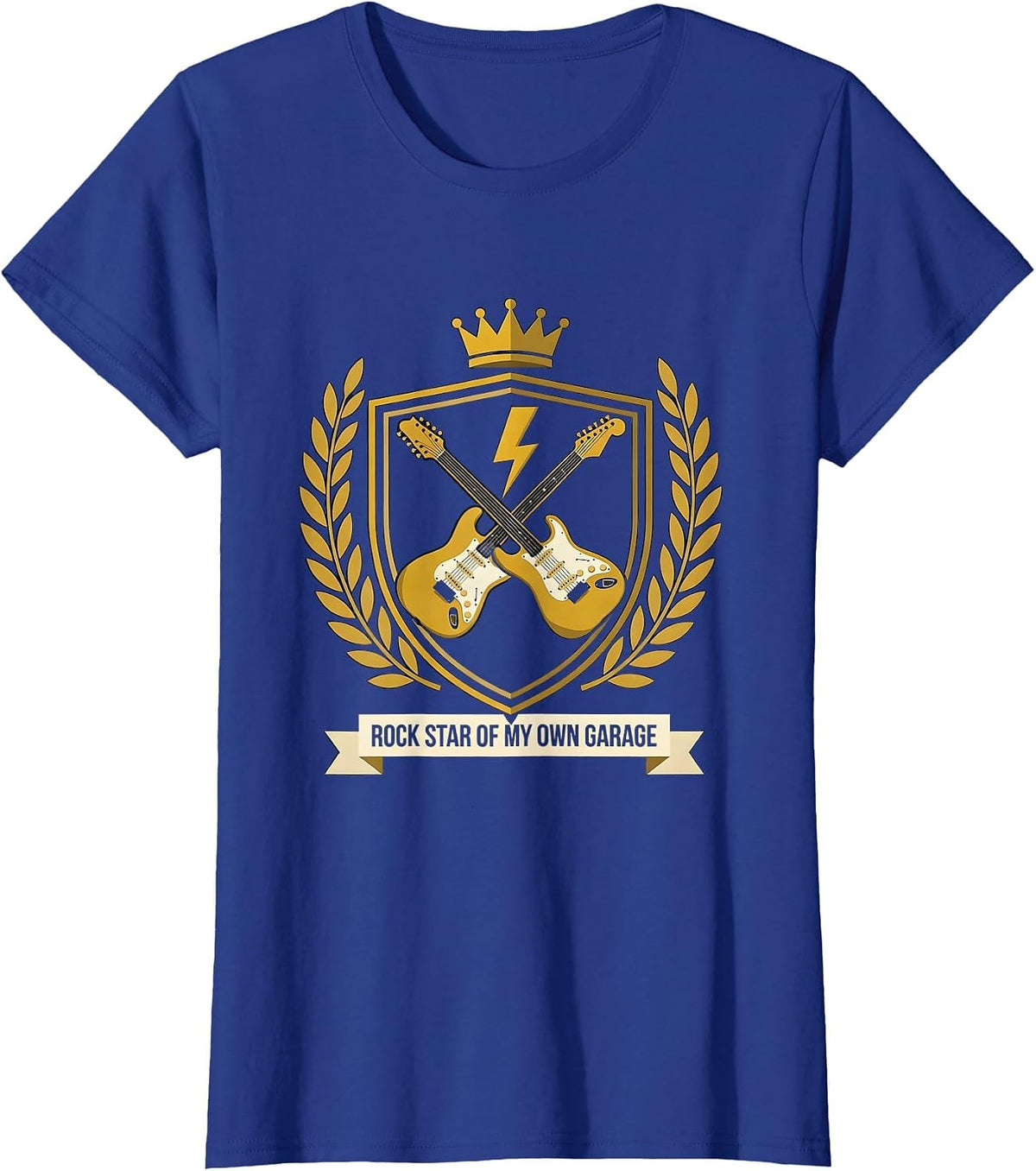 Women's Rock Star Of My Own Garage Funny Rock Fan Heavy Metal Emblem T-Shirt - Royal Blue