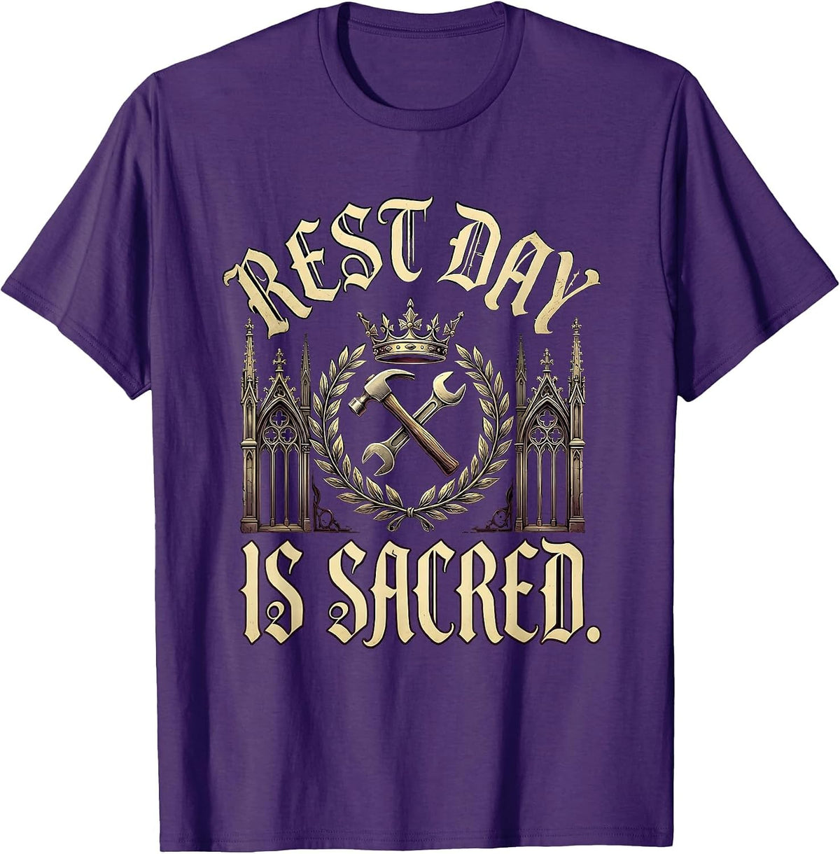 Rest Day Is Sacred Labor Day Graphic Design T-Shirt - Purple