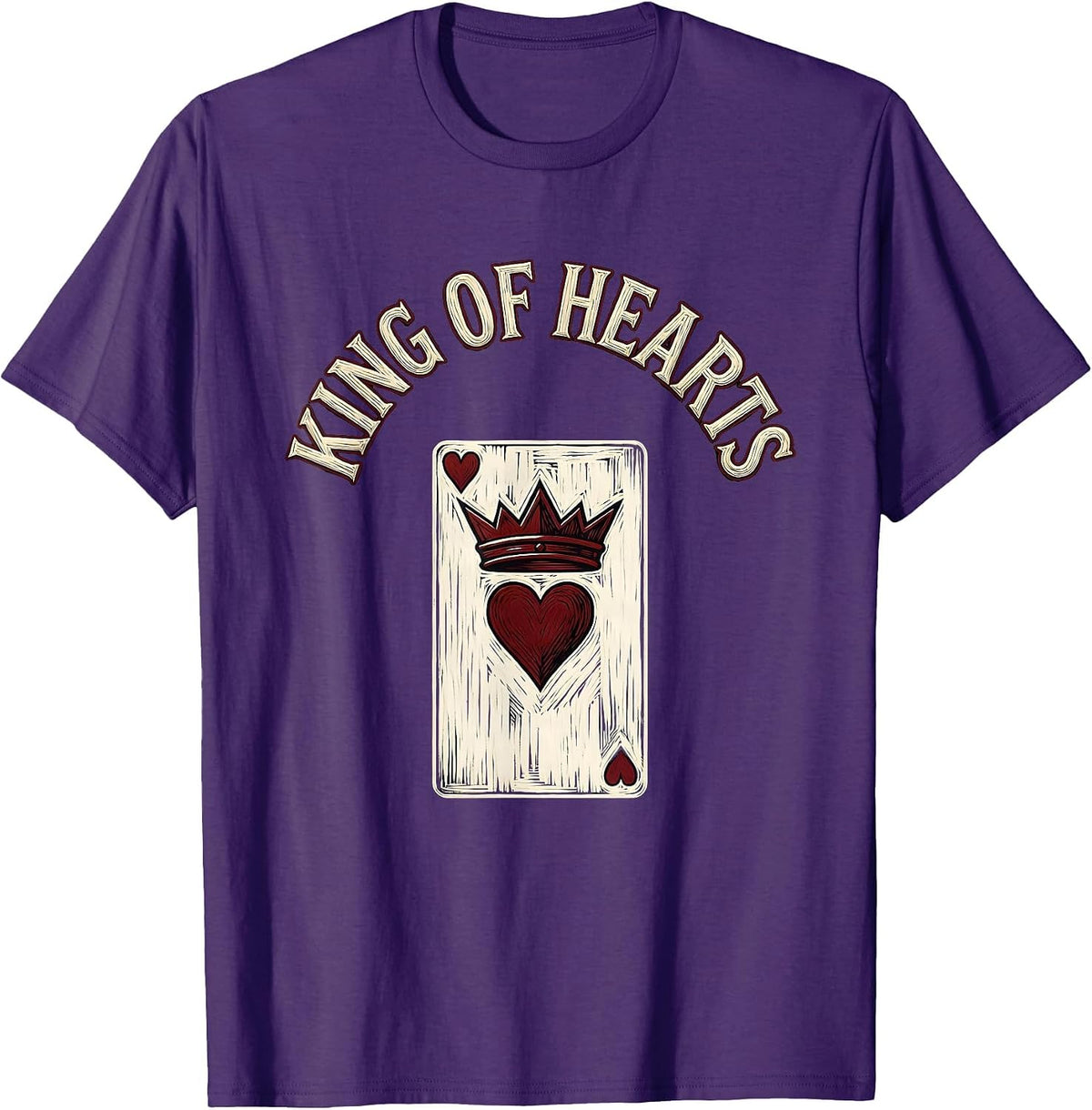 Men's King of Hearts Funny Poker Couple Halloween Matching Costume T-Shirt - Purple