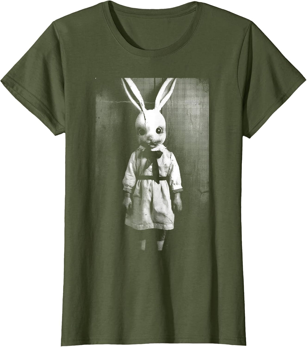 Horror Bunny Rabbit | Dark Creepy Unholy Gothic Halloween T-Shirt - Olive Green
