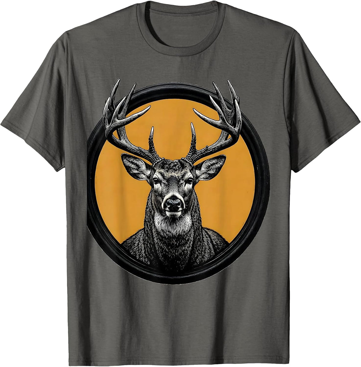 Men's Trophy Whitetail Deer Massive Antlers Hunting Graphic T-Shirt - Asphalt Grey