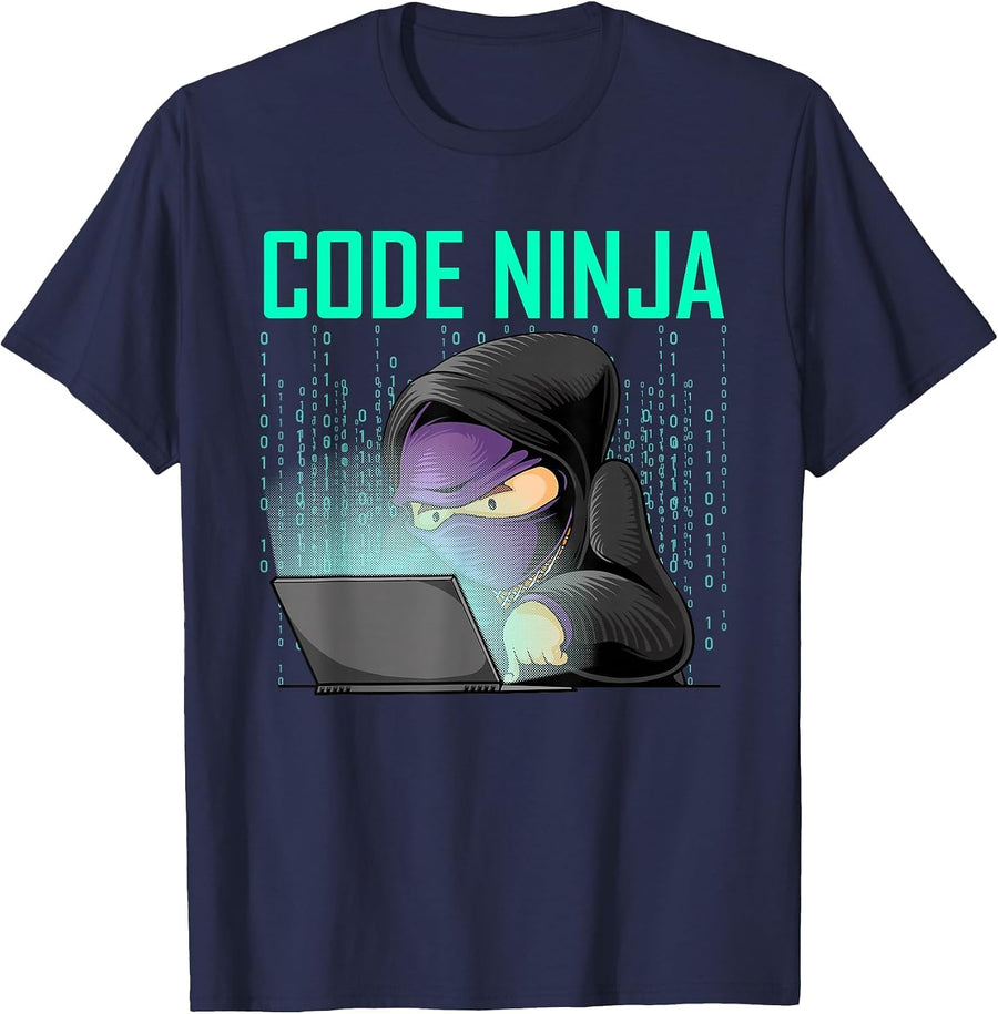 Cool Computer Programmer Art for Men Women Web Coding Geek T-Shirt - Navy Blue