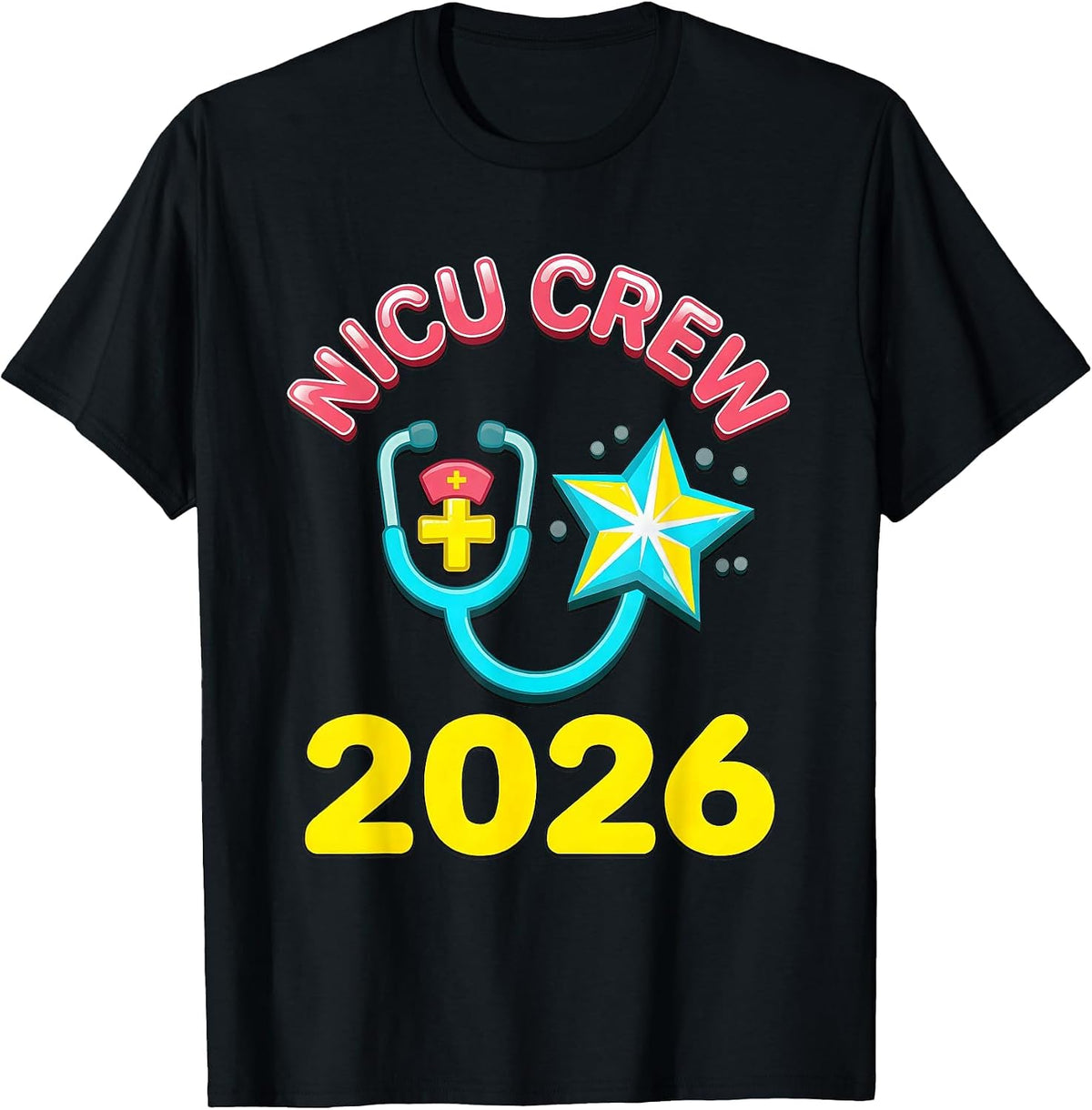 Men's NICU Crew 2026 Gummy Jelly Pop Nurse Crew New Years Eve T-Shirt - Black