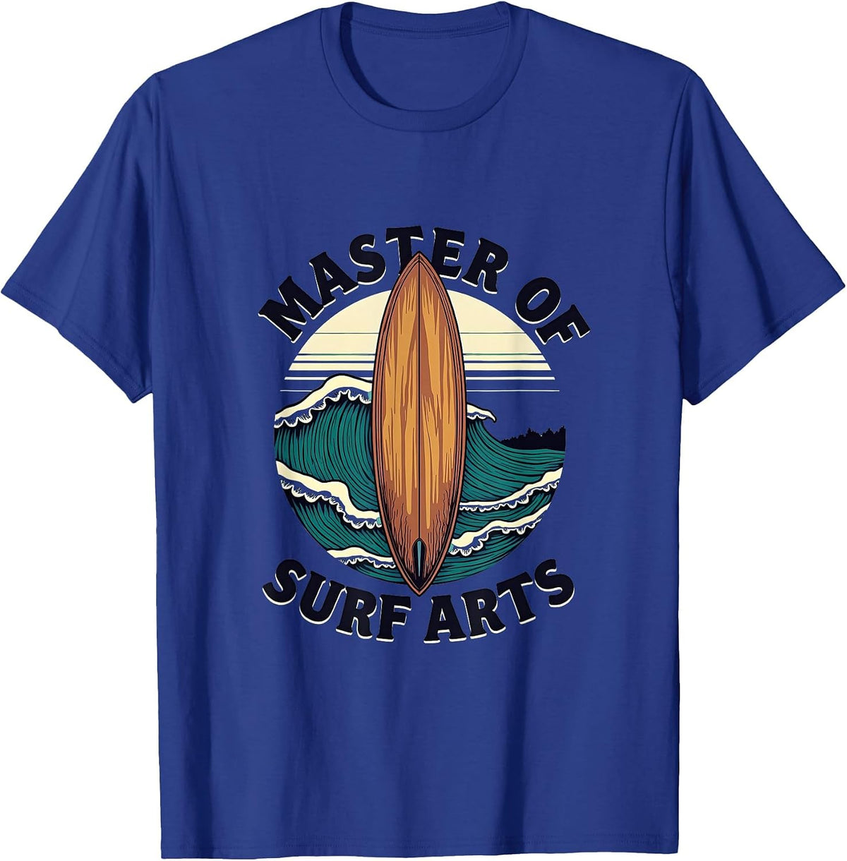 Master of Surf Arts Wave Rider Design T-Shirt - Royal Blue