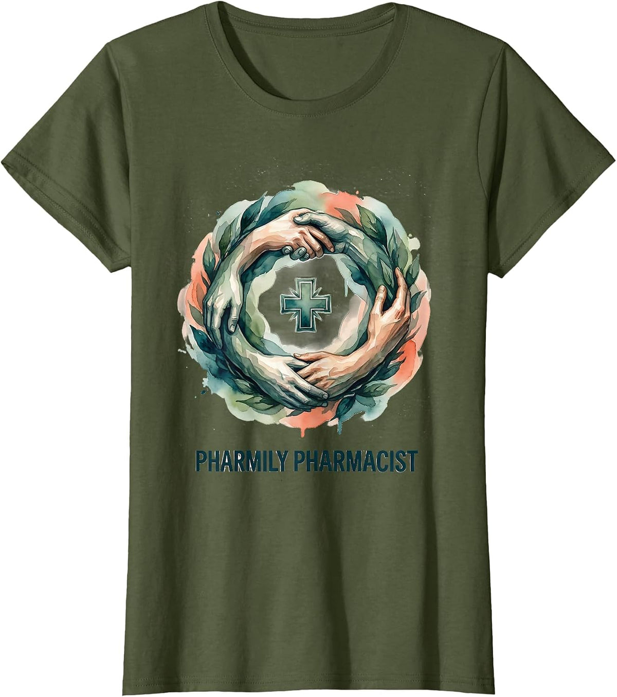Women's Pharmily Pharmacist Funny Pharmacy Tech Crew Halloween T-Shirt - Olive Green