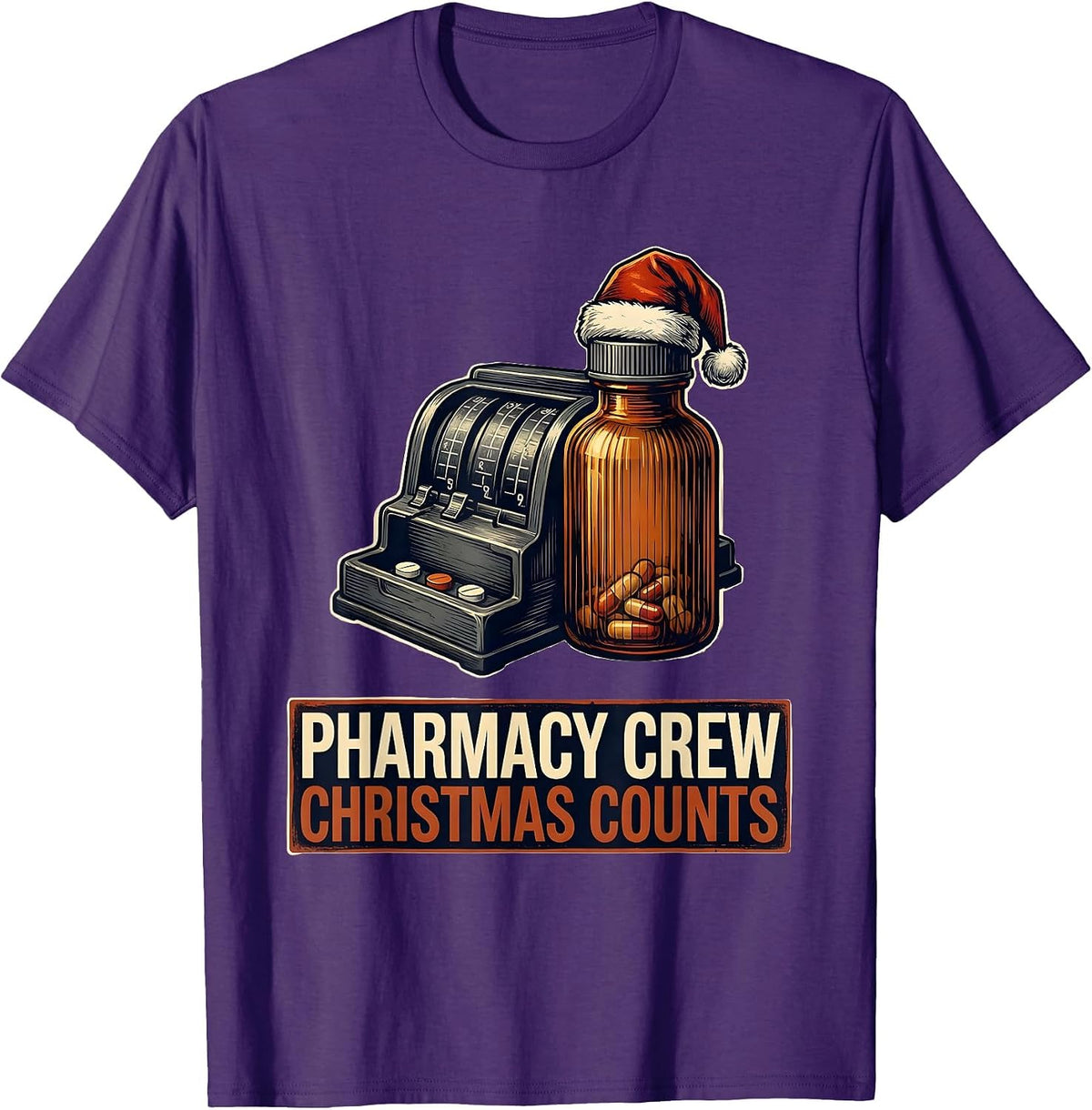 Pharmacy Crew Christmas Counts Funny Pharmacist Tech Holiday T-Shirt - Purple
