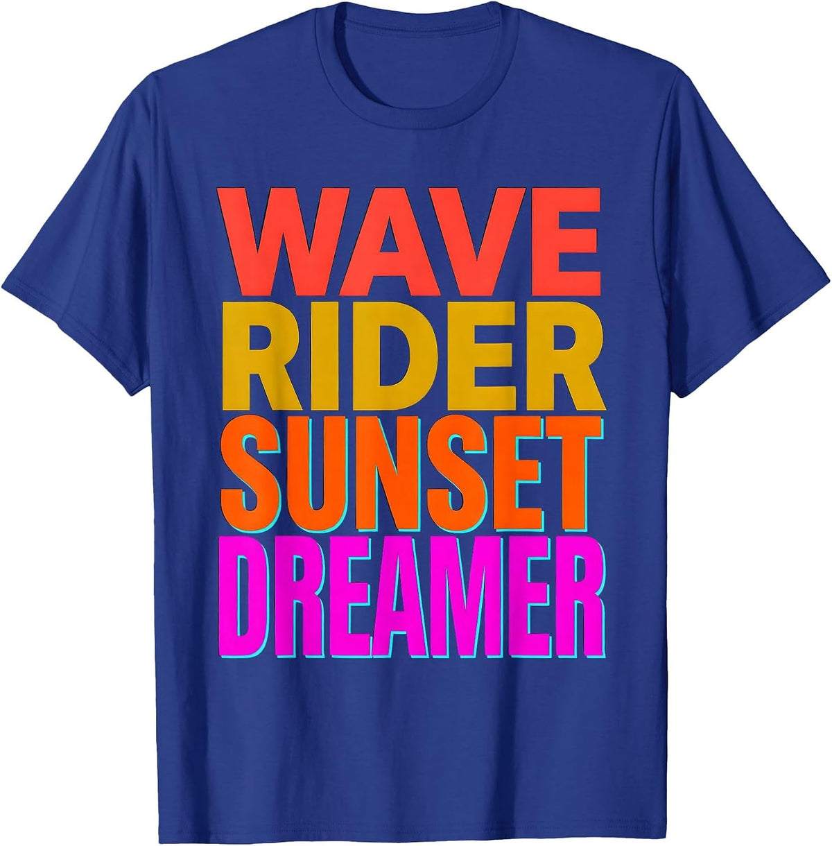 Wave Rider Sunset Dreamer Hawaiian Design T-Shirt - Royal Blue