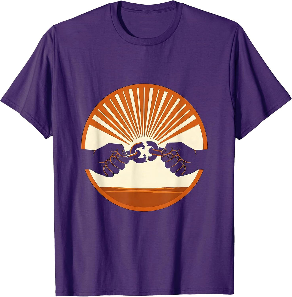 Labor Day Breaking Chains Graphic Design T-Shirt - Purple