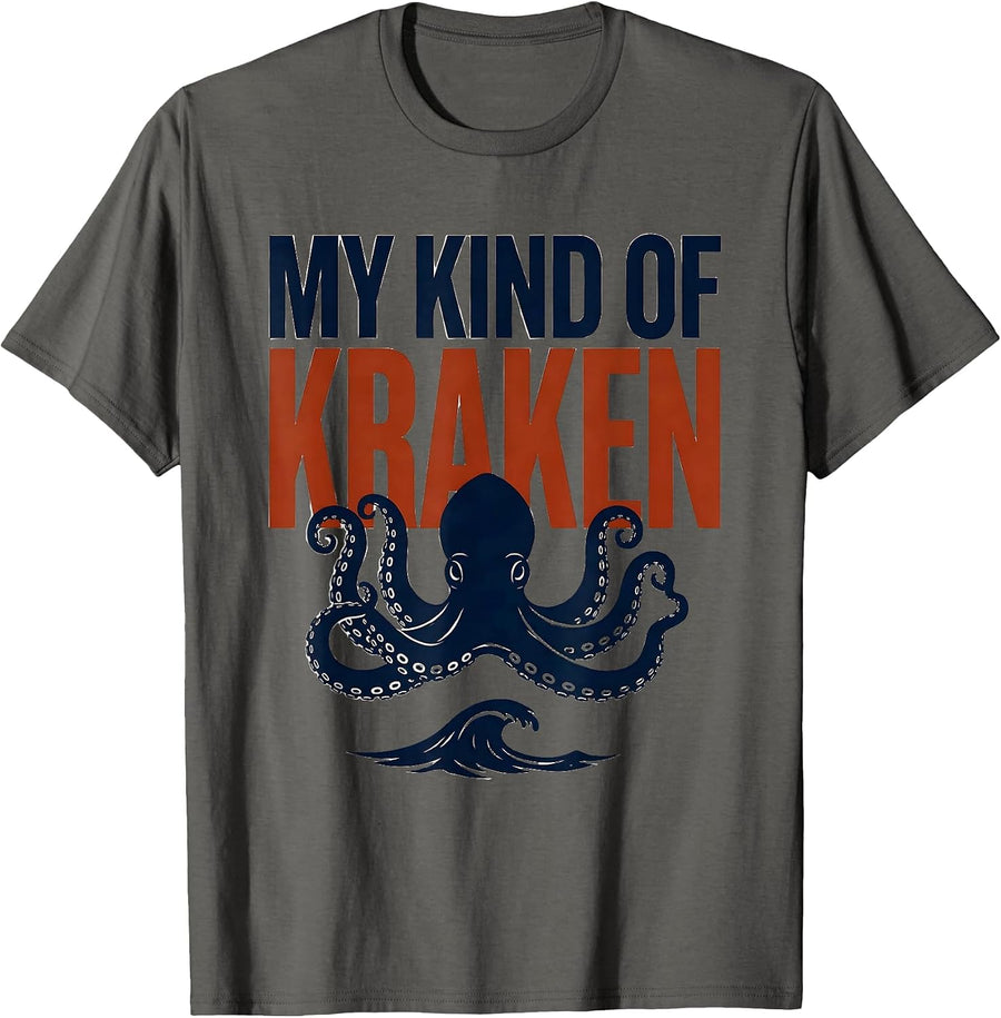 My Kind Of Kraken Vintage Octopus Kraken Lover Japanese T-Shirt - Asphalt Grey