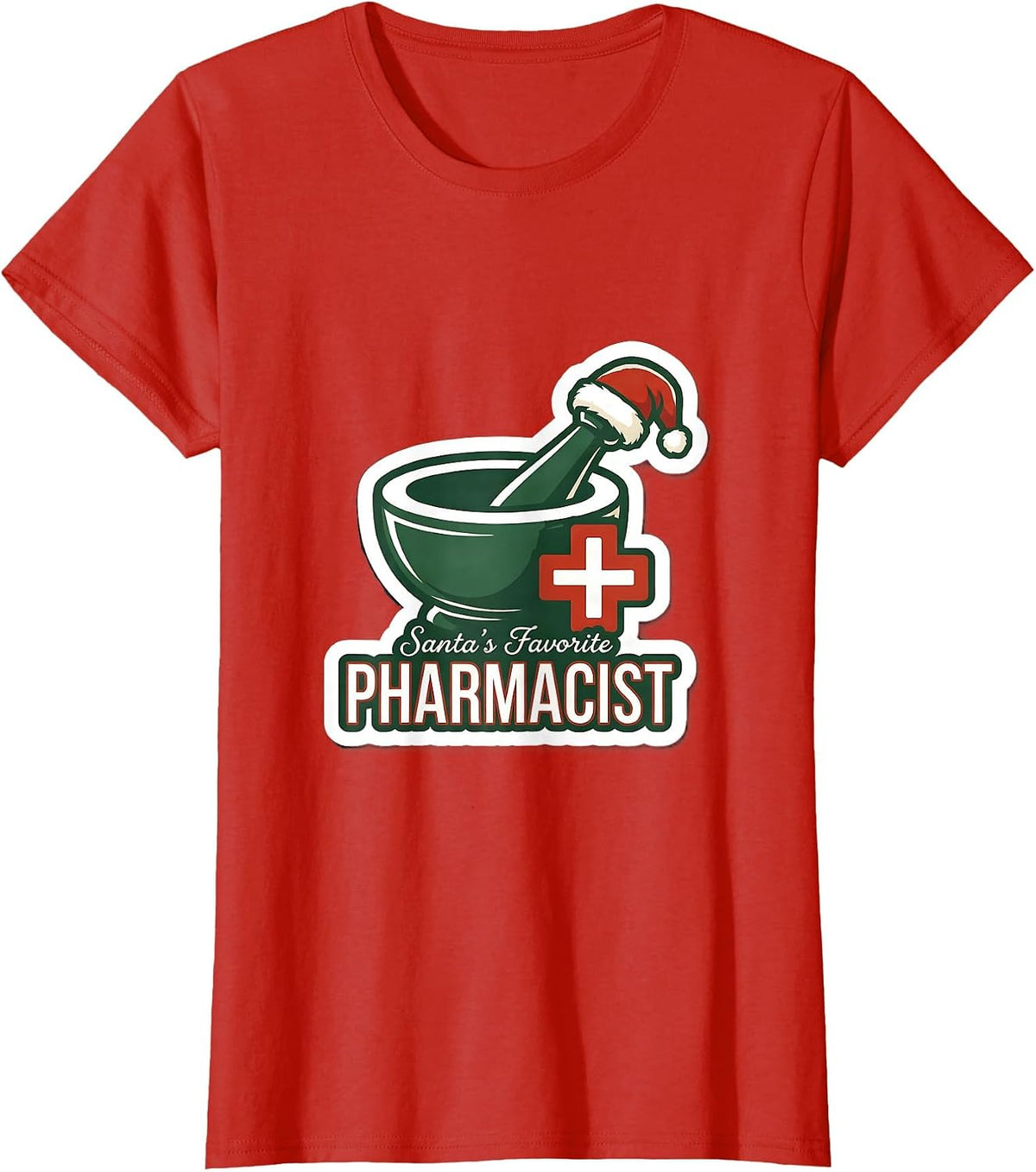 Santa's Favorite Pharmacist Funny Christmas Pharmacist T-Shirt - Red