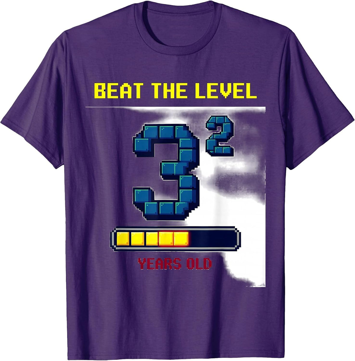 Men's Beat The Level: 3² Years Old Math Joke Birthday Gift T-Shirt - Purple