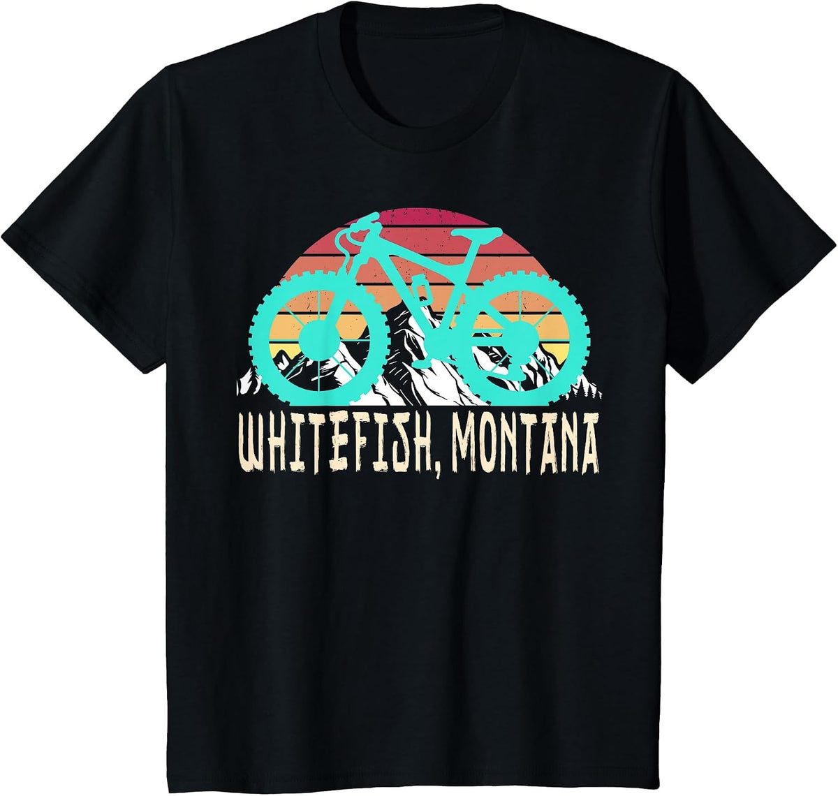 Whitefish Montana Mountain Bike Trip Vacation Souvenirs T-Shirt - Black