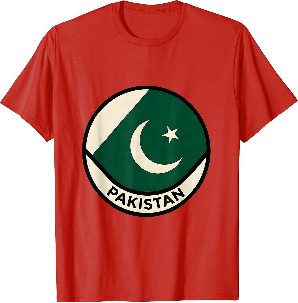 Men's Pakistan Bauhaus Modernist National Pride Cricket Fan T-Shirt - Red