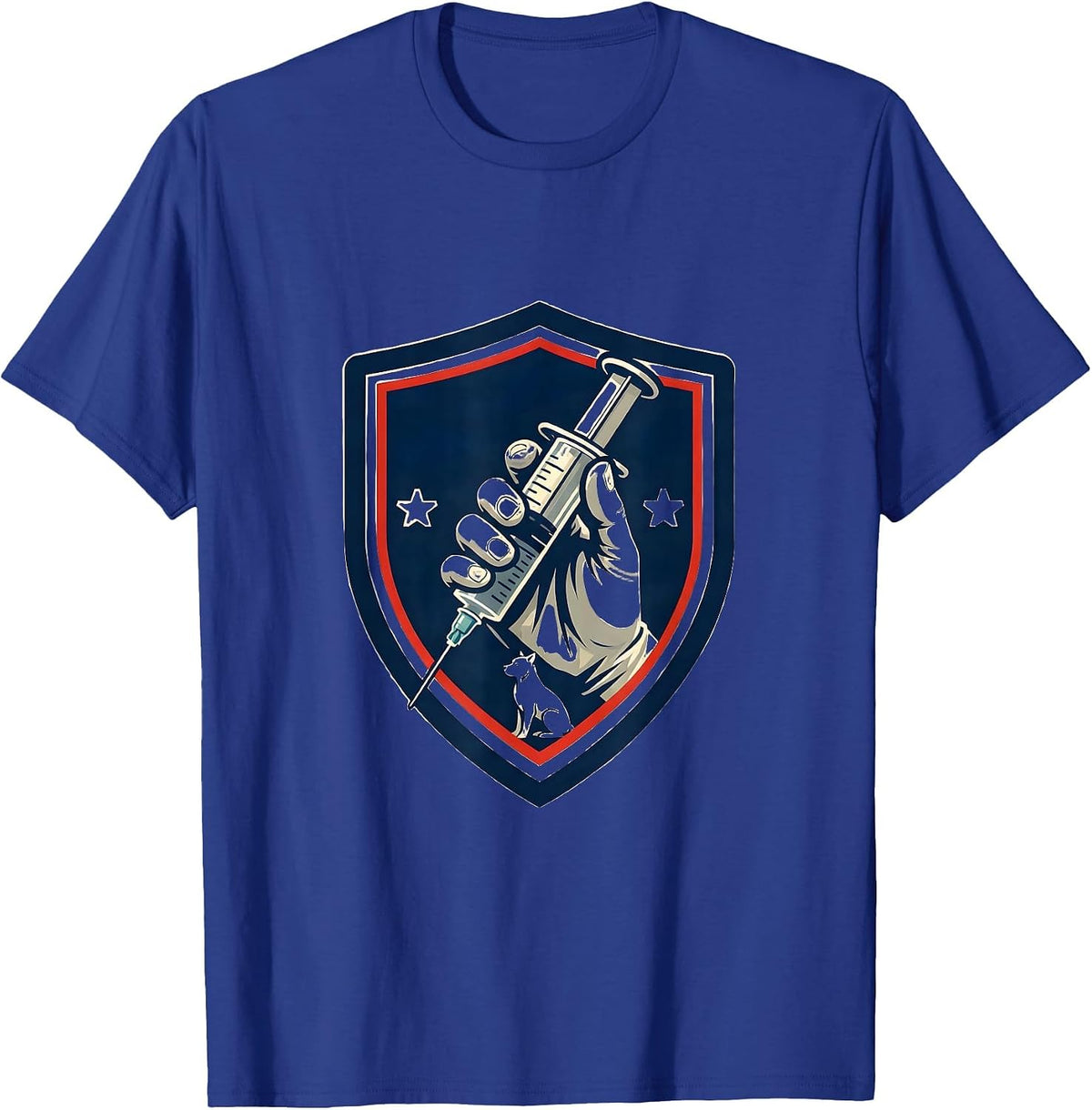 Sealed Shield Badge Vet Tech Medical Star Humor T-Shirt - Royal Blue