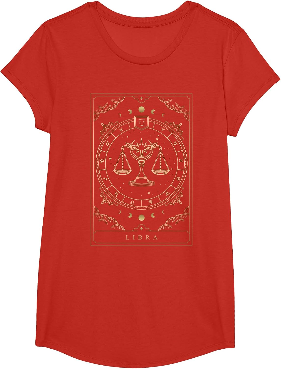 Libra Horoscope and Zodiac Symbol T-Shirt - Girls Red
