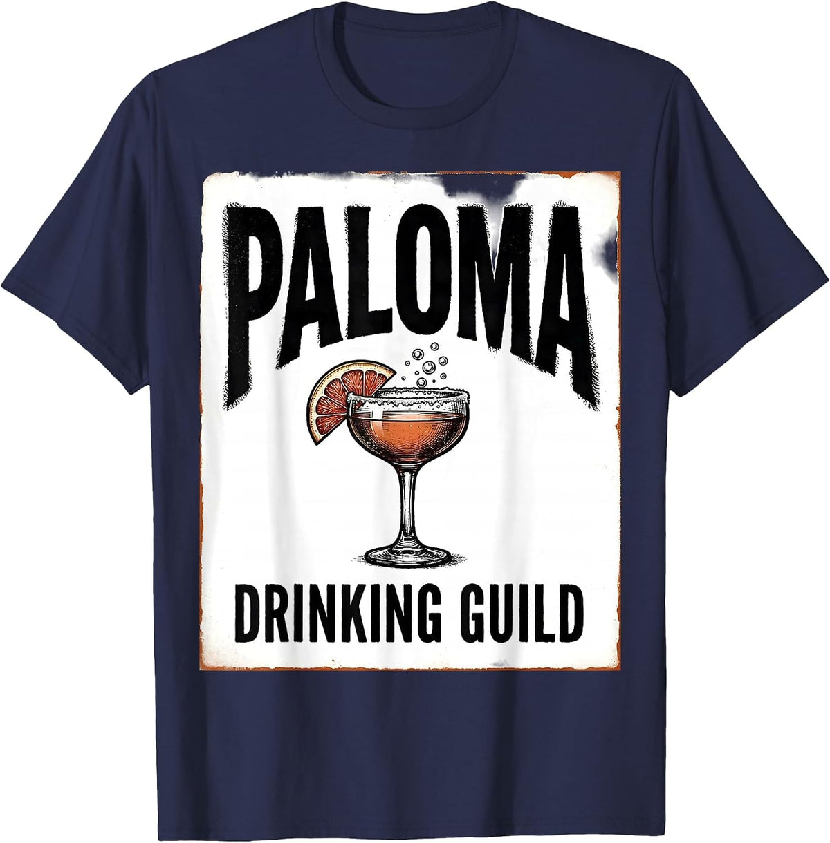 Paloma Drinking Guild Rubber Stamp Drinking Humor Party Gift T-Shirt - Navy Blue