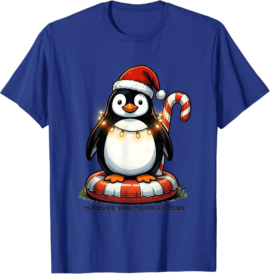 My Front Yard Christmas Star Is A Penguin Funny T-Shirt - Royal Blue