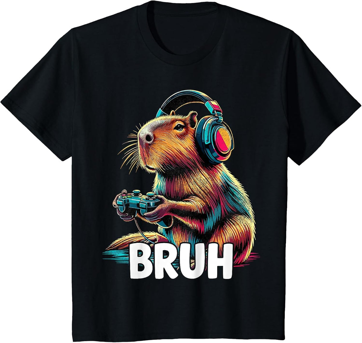 Bruh Capybaras Funny Video Games Capybara T-Shirt - Black